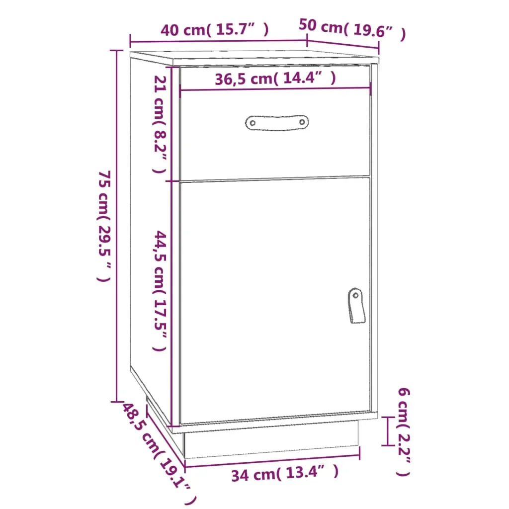Desk Cabinet 40x50x75 cm Solid Wood Pine Price