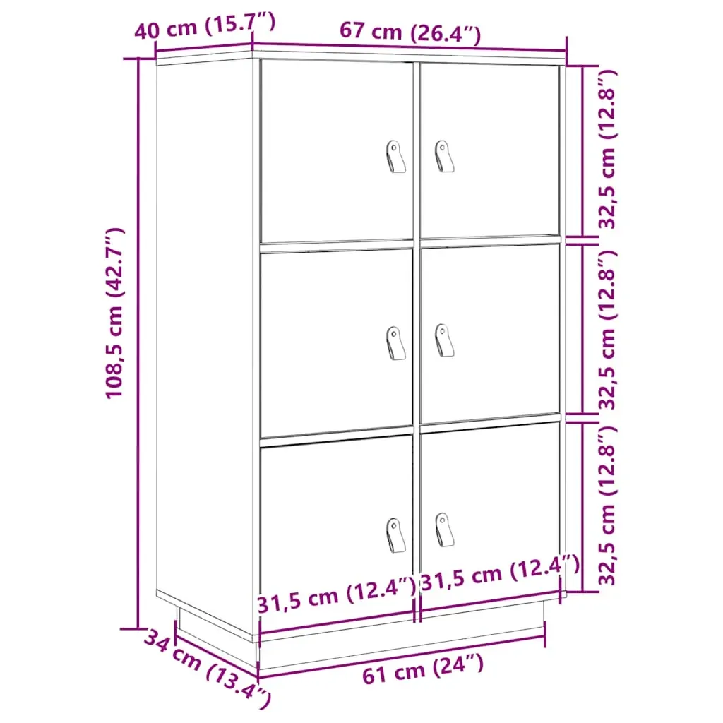 Highboard 67x40x108.5 cm Solid Wood Pine Price