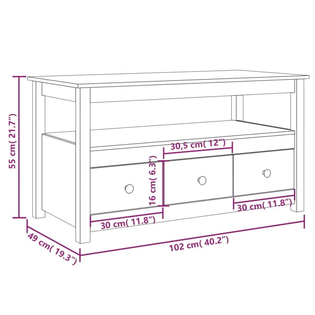 Coffee Table 102x49x55 cm Solid Wood Pine Price