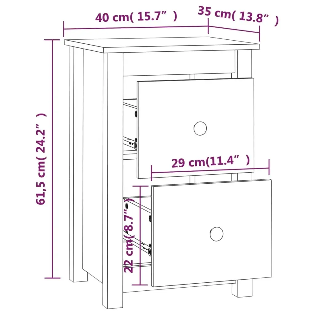 Bedside Cabinets 2 pcs 40x35x61.5 cm Solid Wood Pine Price