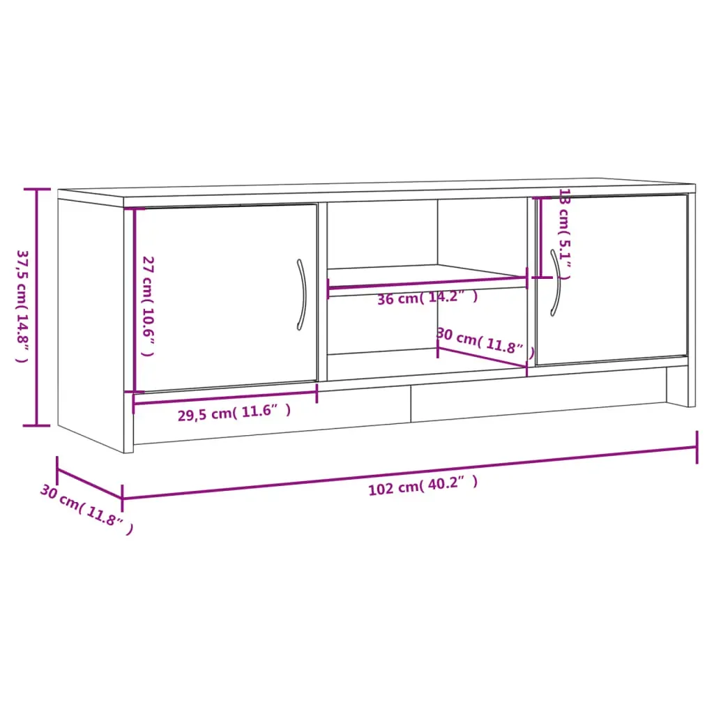 TV Cabinet White 102x30x37.5 cm Engineered Wood Price