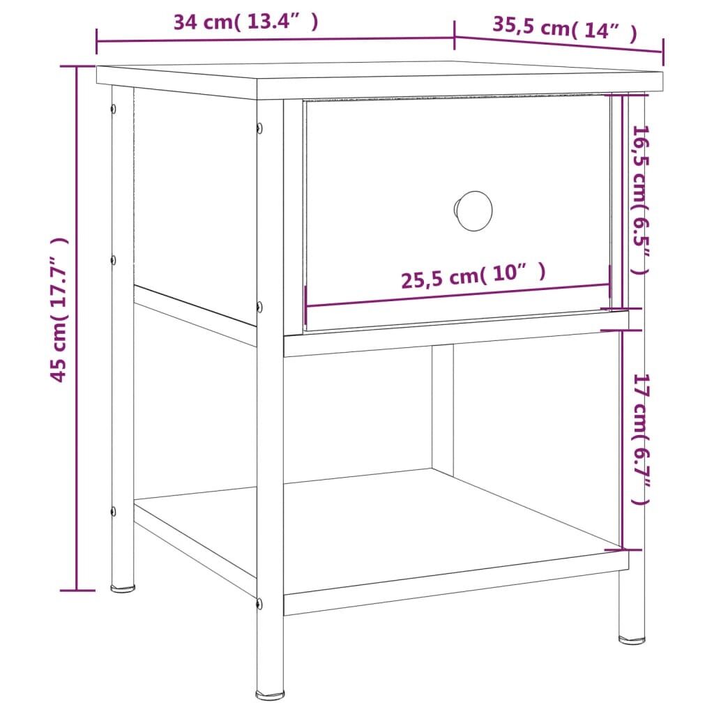 Bedside Table Brown Oak 34x35.5x45 cm Engineered Wood Price