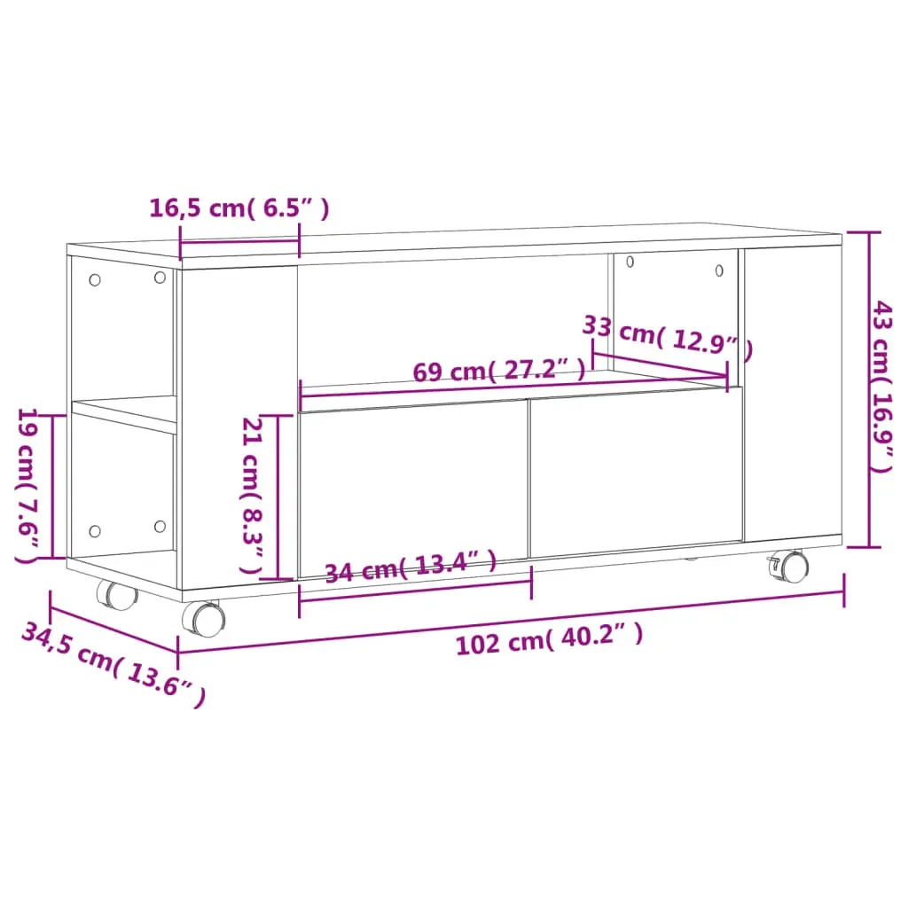 TV Cabinet White 102x34.5x43 cm Engineered Wood Price