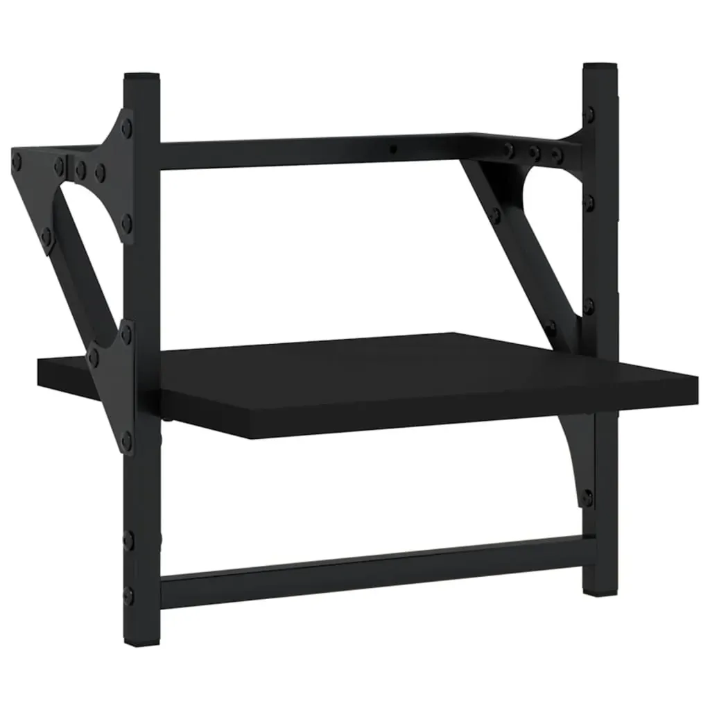 6 Piece Wall Shelf Set with Bars Black Engineered Wood Price