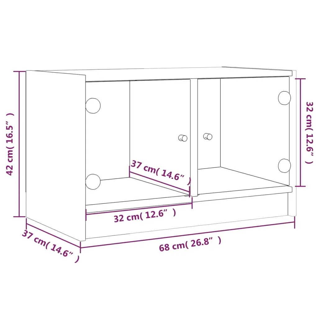TV Cabinet with Glass Doors White 68x37x42 cm Price