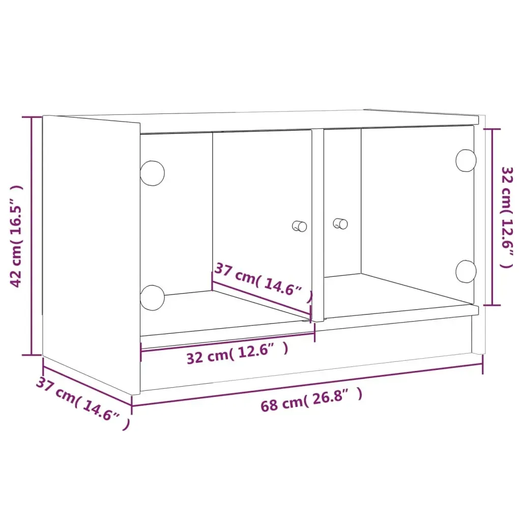TV Cabinet with Glass Doors Black 68x37x42 cm Price
