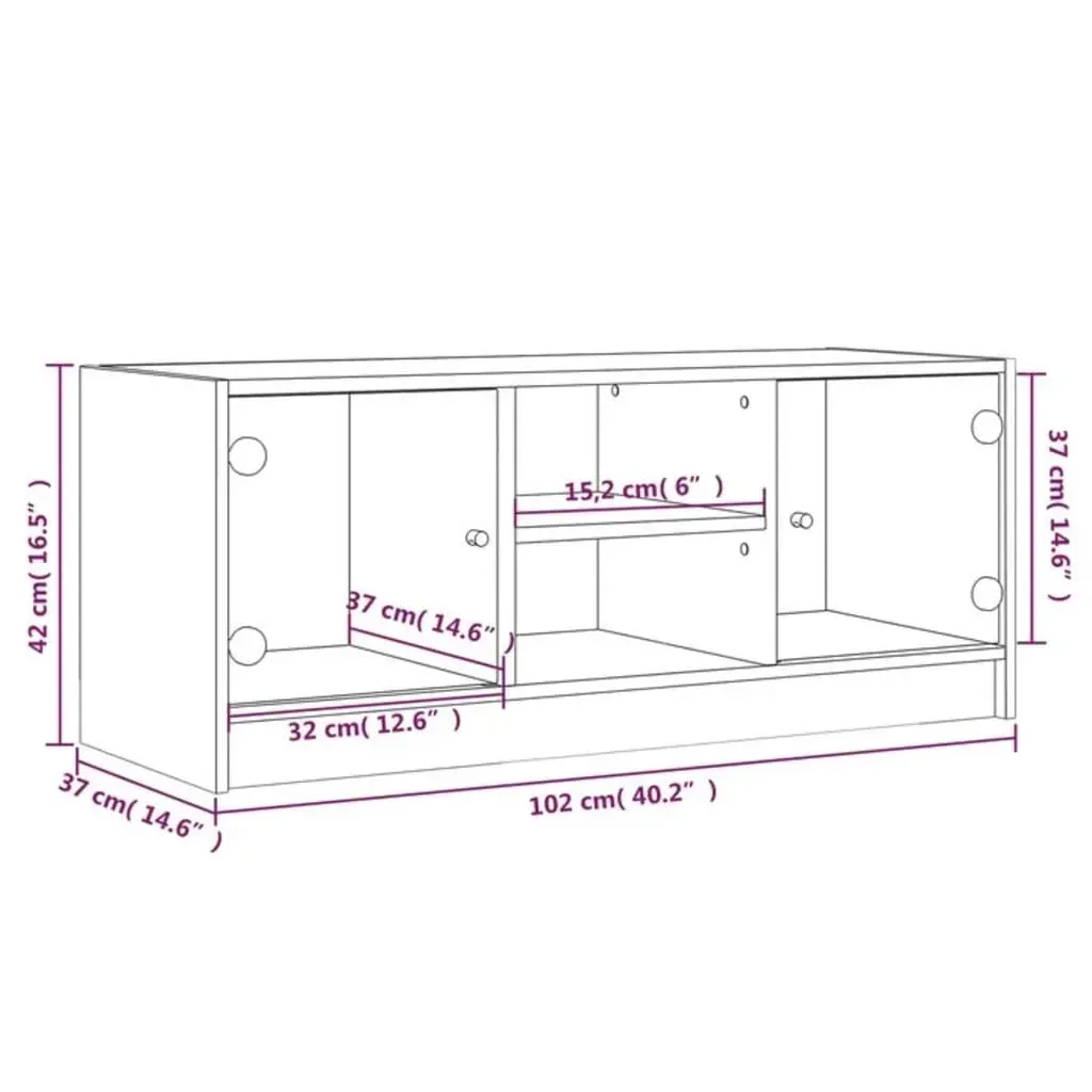 TV Cabinet with Glass Doors Black 102x37x42 cm Price