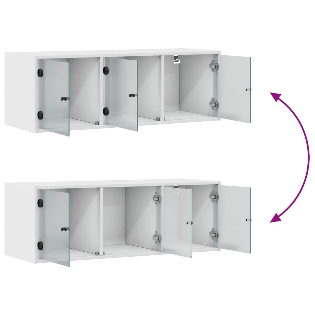 Wall Cabinet with Glass Doors White 102x37x35 cm Price