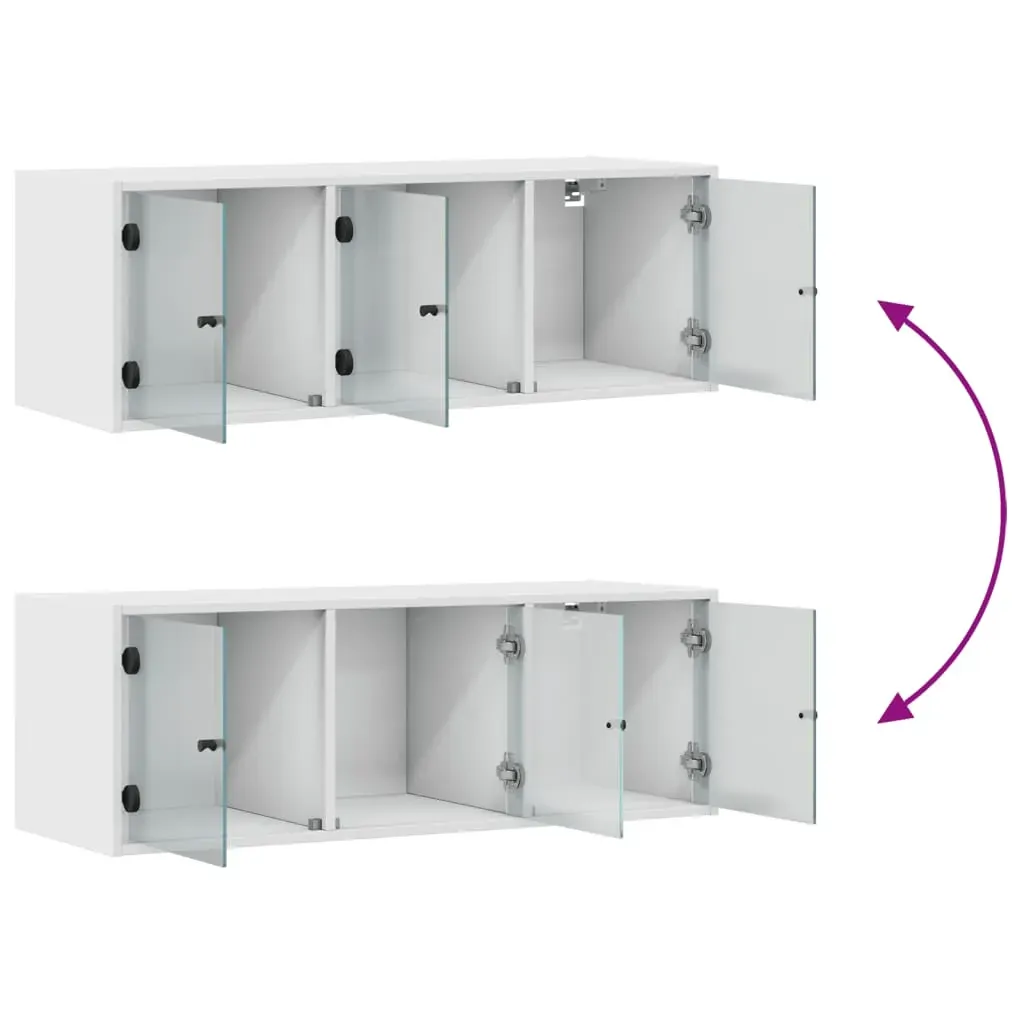 Wall Cabinet with Glass Doors White 102x37x35 cm Price