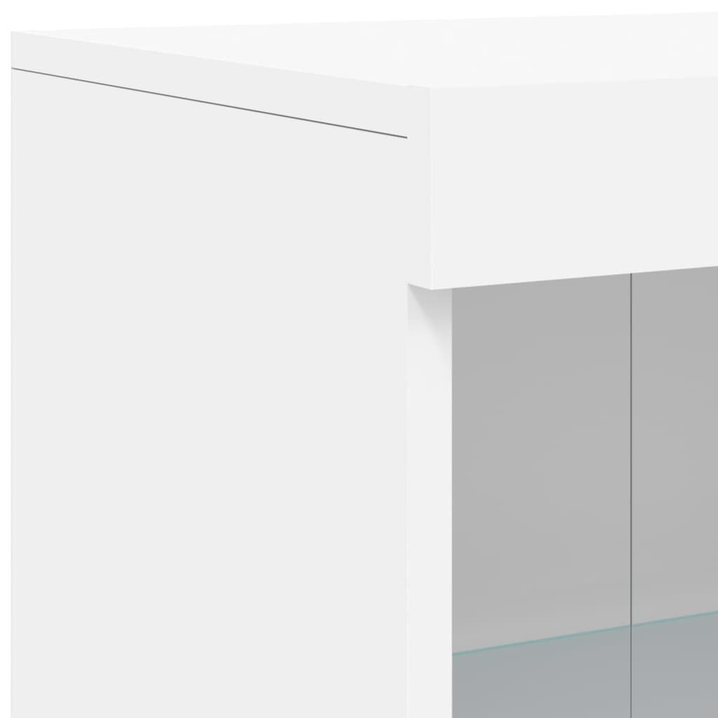 Side Cabinet with LED Lights White Engineered Wood Price