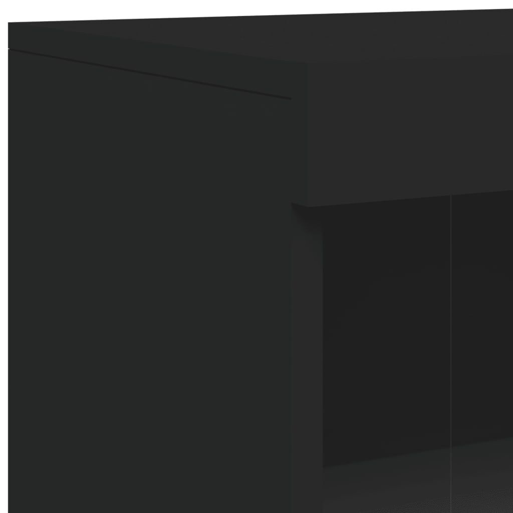 Side Cabinet with LED Lights Black Engineered Wood Price