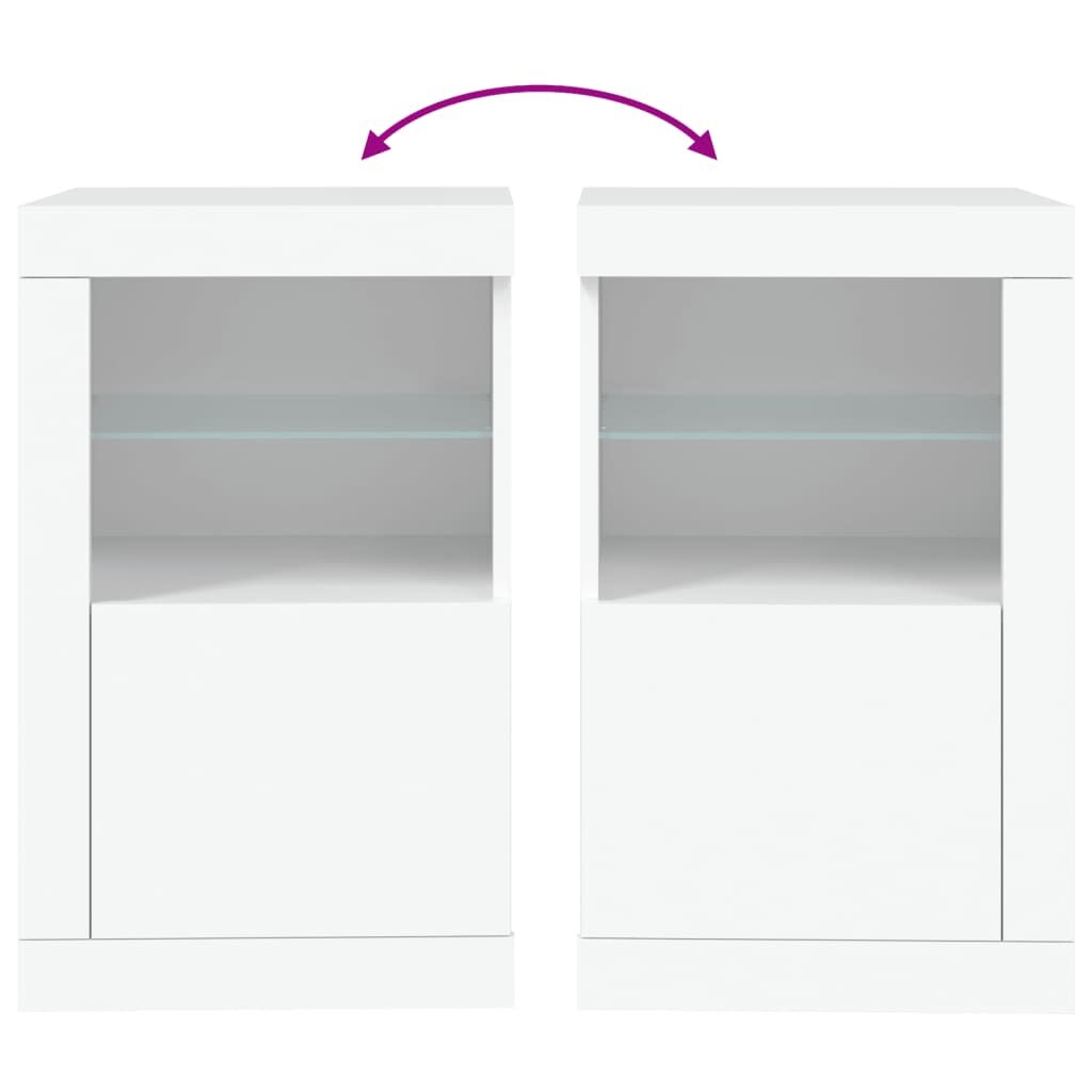 Side Cabinets with LED Lights 2 pcs White Engineered Wood Price
