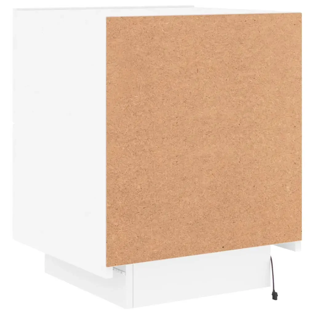Bedside Cabinets with LED Lights 2 pcs White Engineered Wood Price