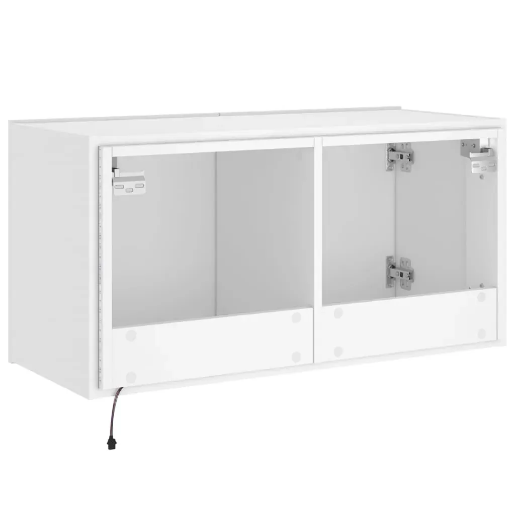 TV Wall Cabinet with LED Lights White 80x35x41 cm Price