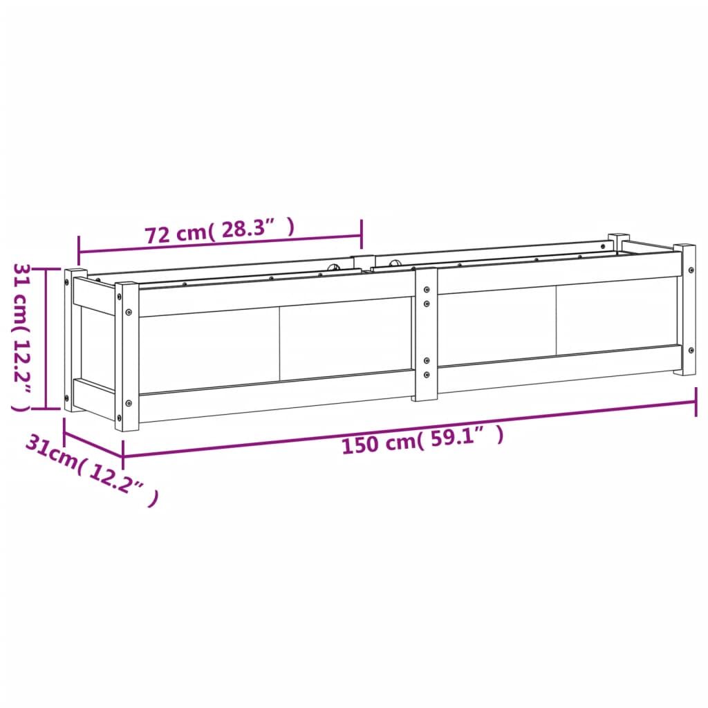 Garden Planter White 150x31x31 cm Solid Wood Pine Price