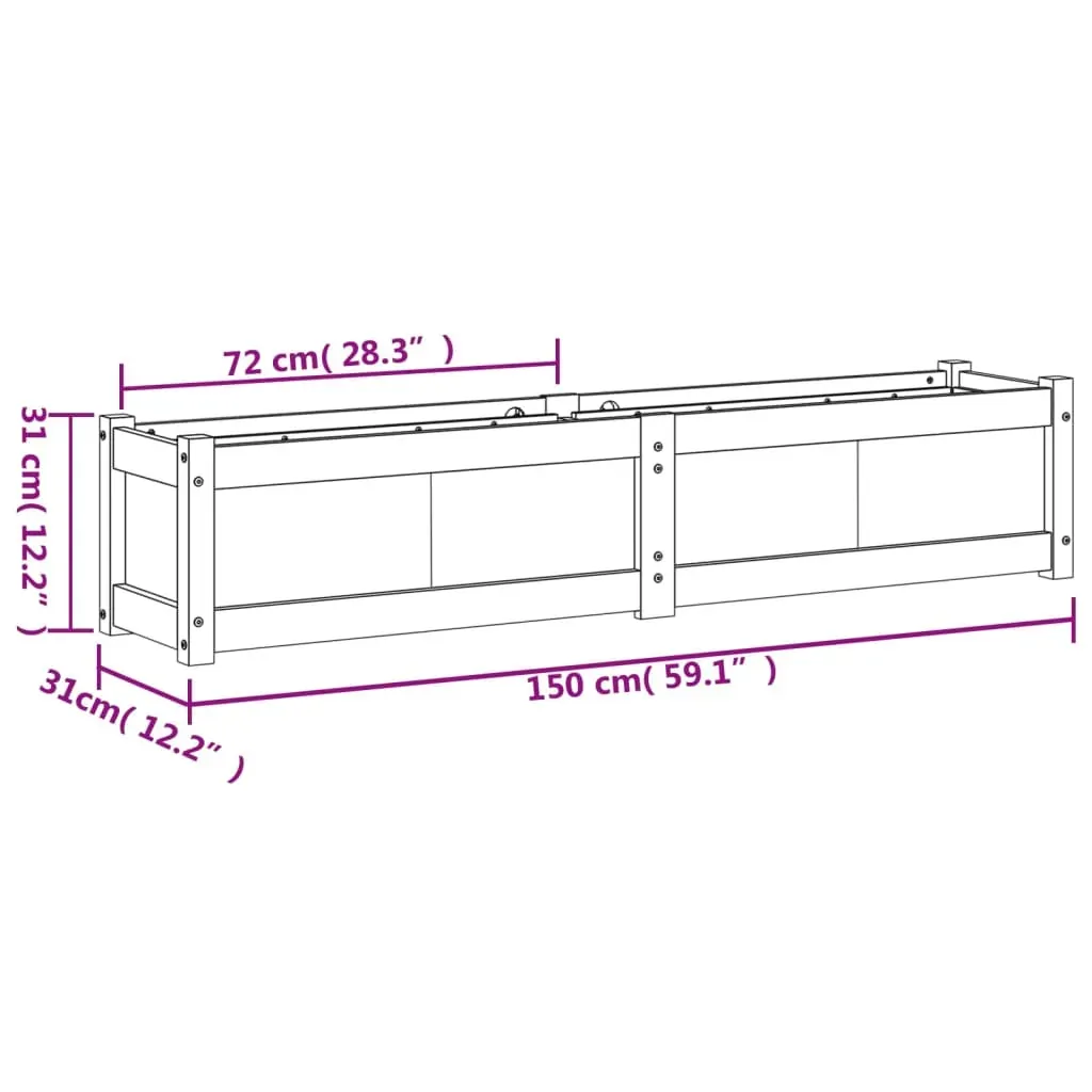 Garden Planter 150x31x31 cm Impregnated Wood Pine Price