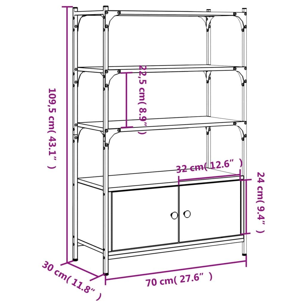Bookcase 3-Tier Black 70x30x109.5 cm Engineered Wood Price