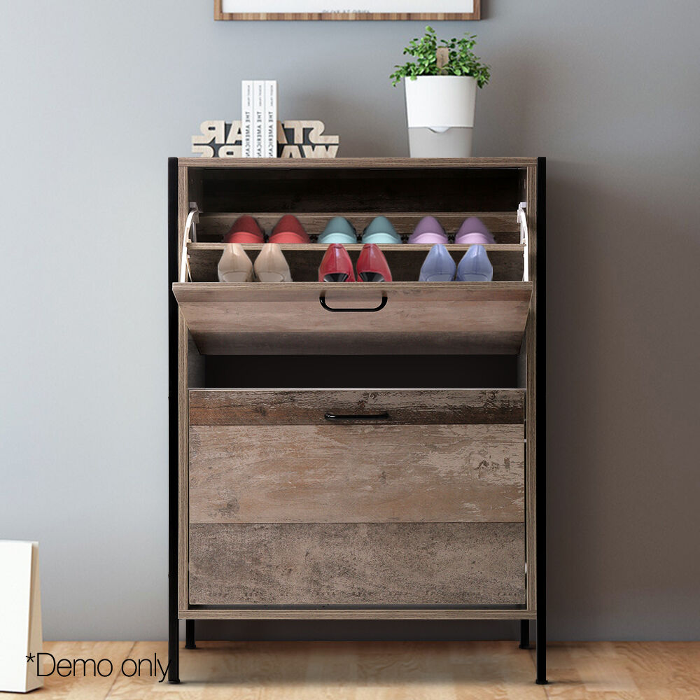 12 Pair Wooden Vintage Shoe Rack Storage Cabinet - Wood Price