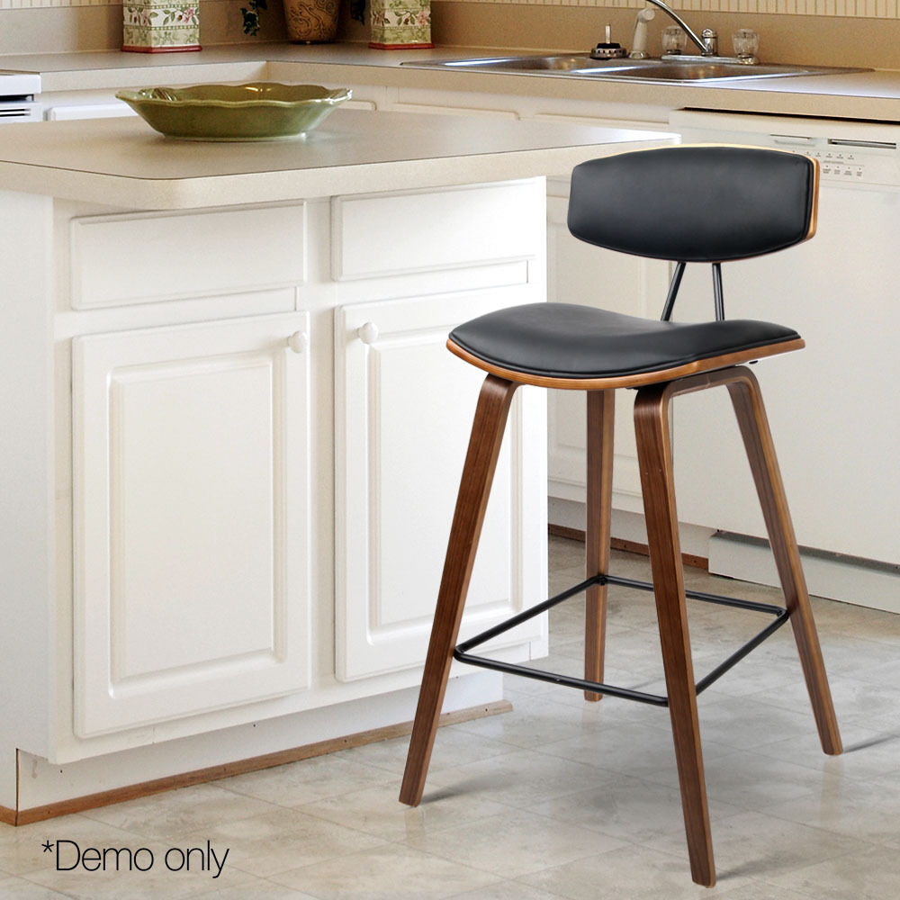 PU Leather Circular Footrest Bar Stools - Black Price