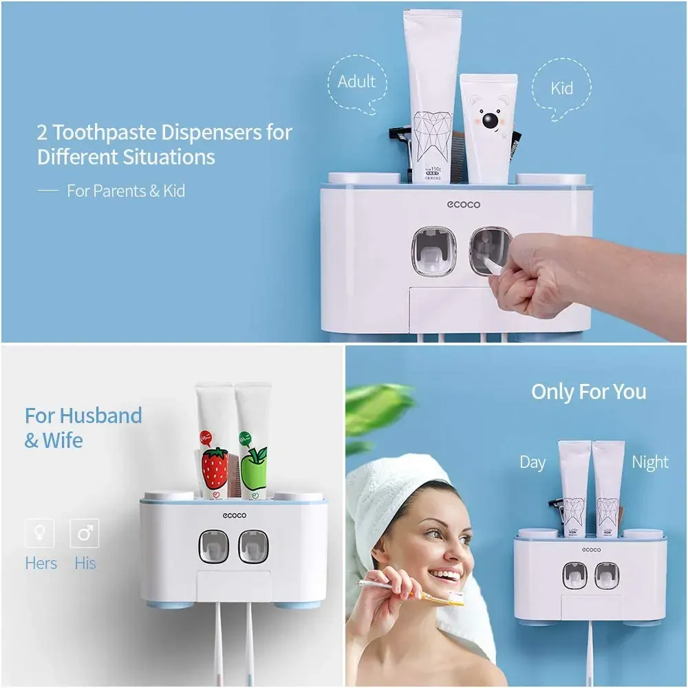 Ecoco Wall-Mounted Toothbrush Holder with 2 Toothpaste Dispensers 4 Cups and 5 Toothbrush Slots Toiletries Bathroom Storage Rack Price