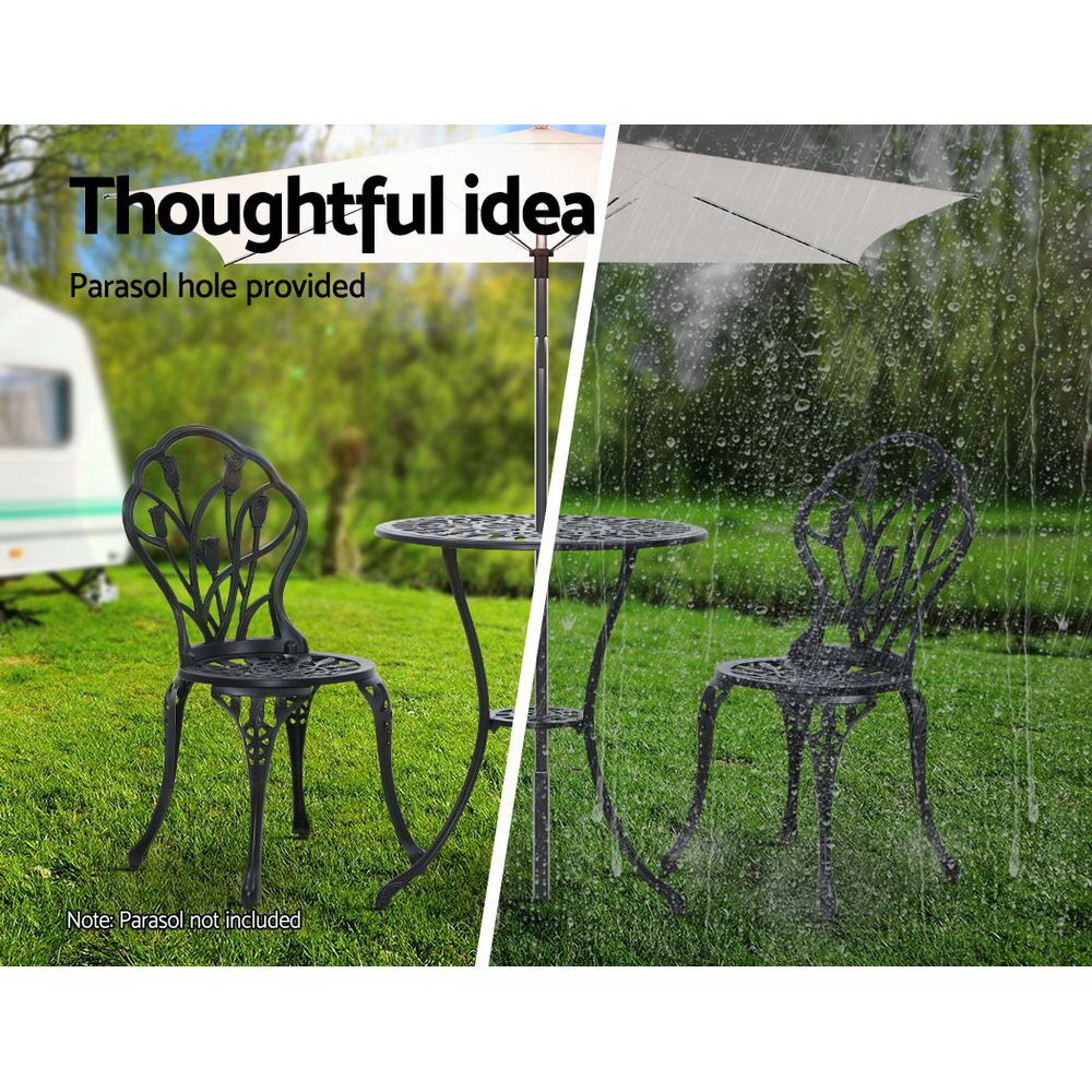3PC Outdoor Setting Cast Aluminium Bistro Table Chair Patio Price