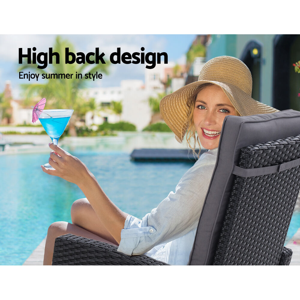 Sun lounge Recliner Chair Wicker Lounger Sofa Day Bed Outdoor Furniture Patio Garden Cushion Ottoman Gardeon Price
