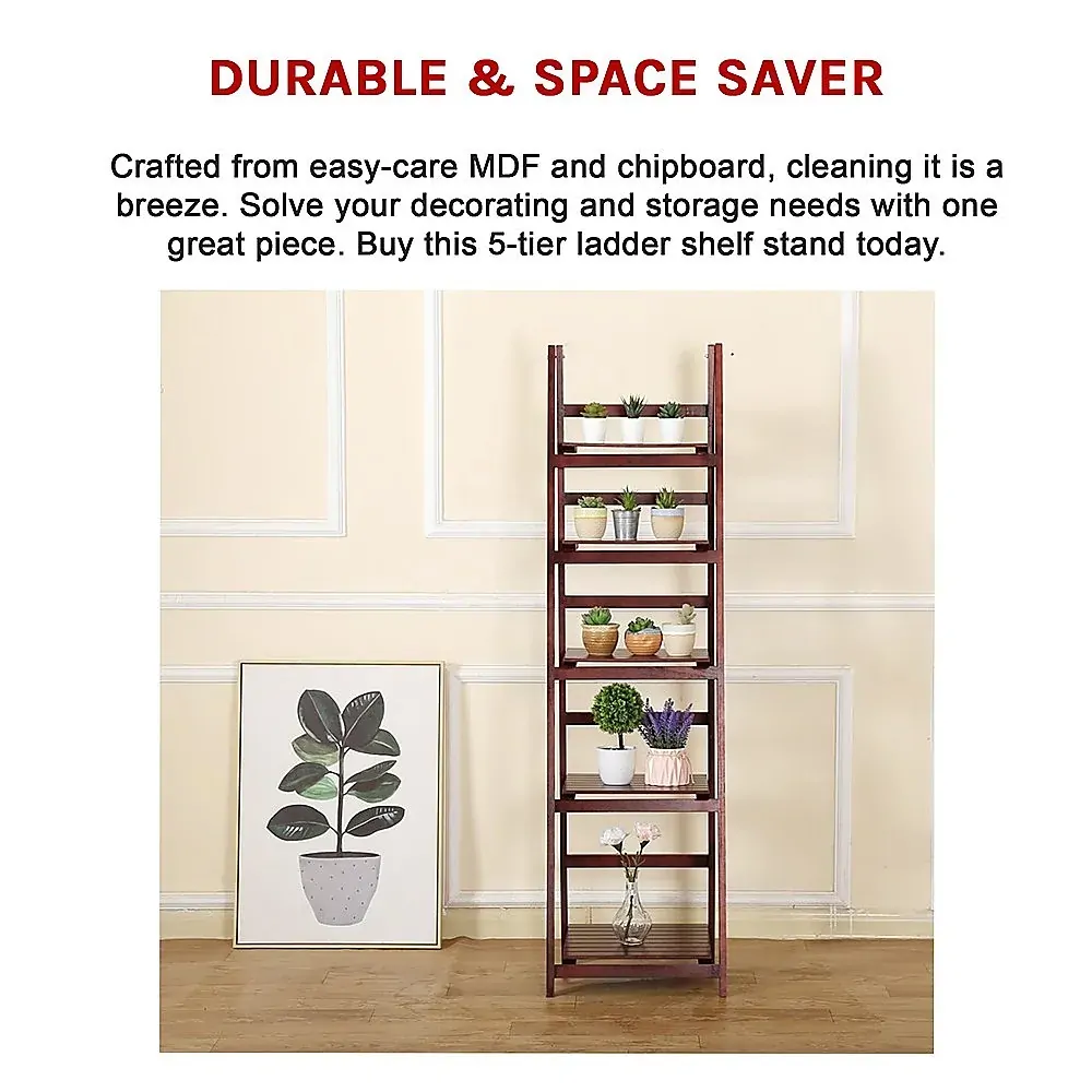 5 Tier Wooden Ladder Shelf Stand Storage Book Shelves Shelving Display Rack Price