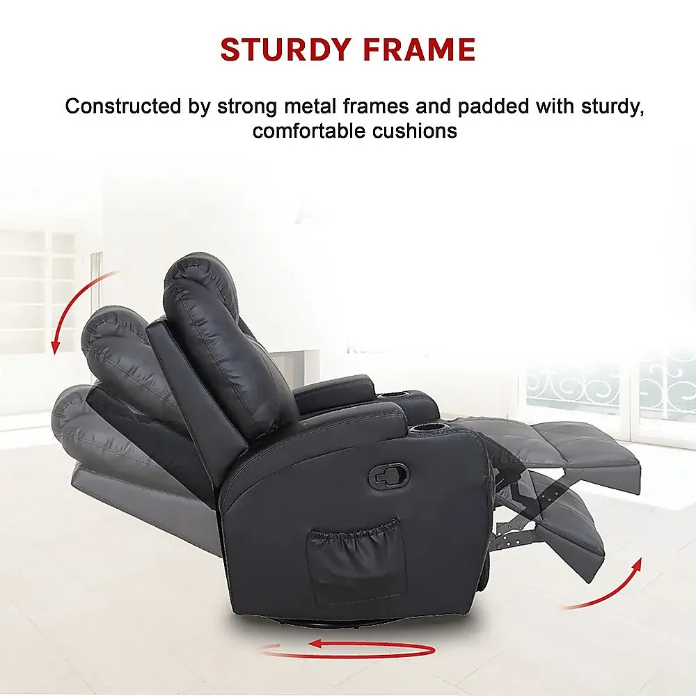 Massage Sofa Chair Recliner 360 Degree Swivel PU Leather Lounge 8 Point Heated Price