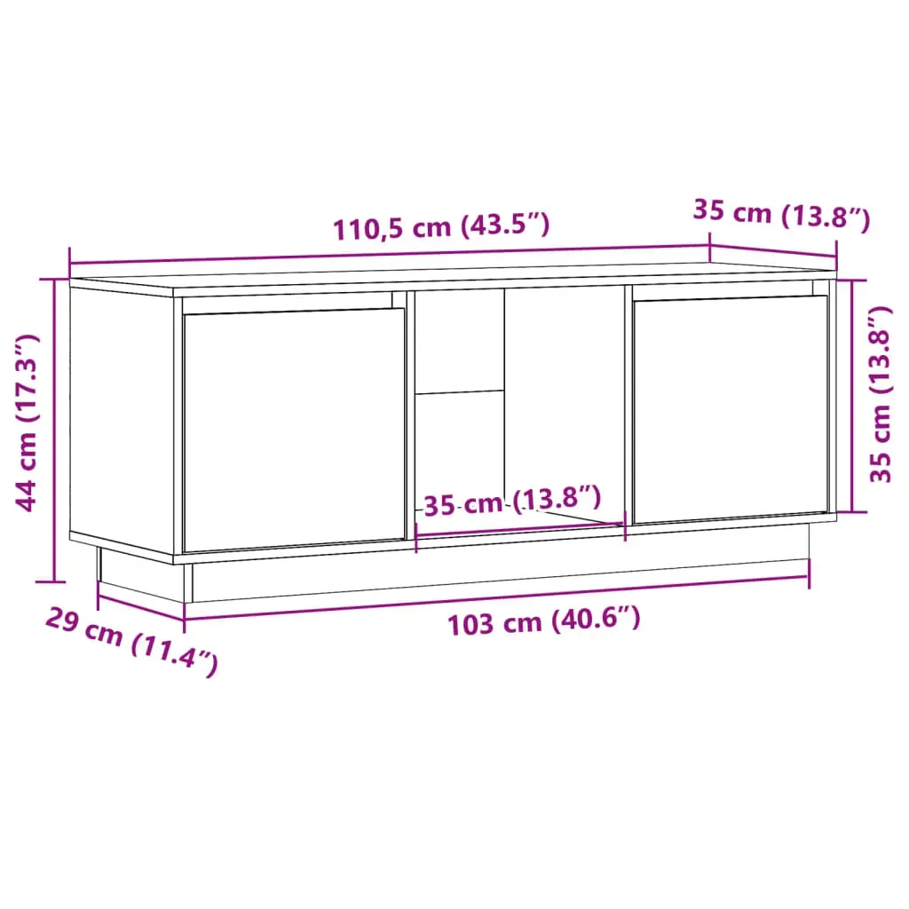 Grays TV Cabinet 110.5x35x44 cm Solid Wood Pine Price