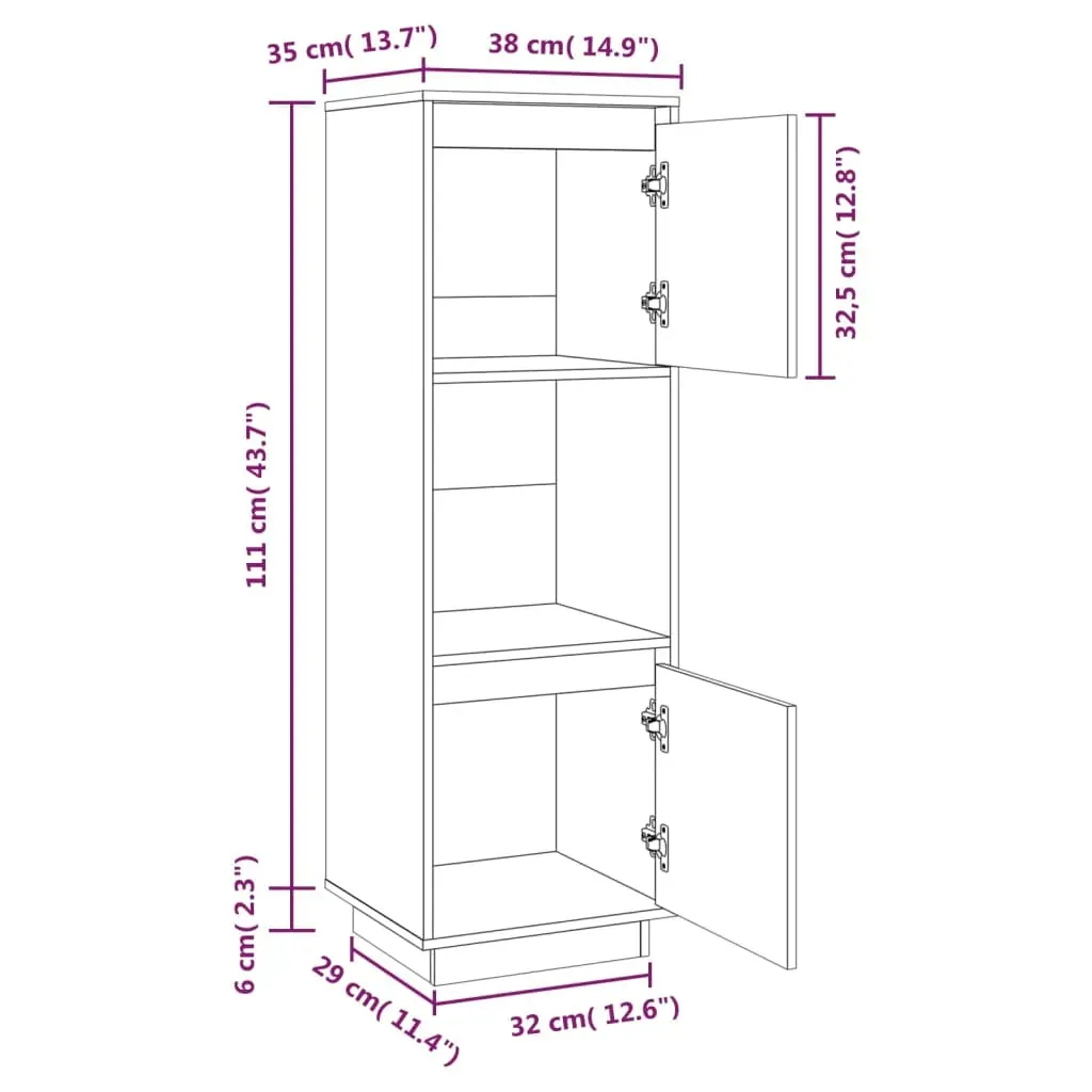 Highboard 38x35x117 cm Solid Wood Pine Price