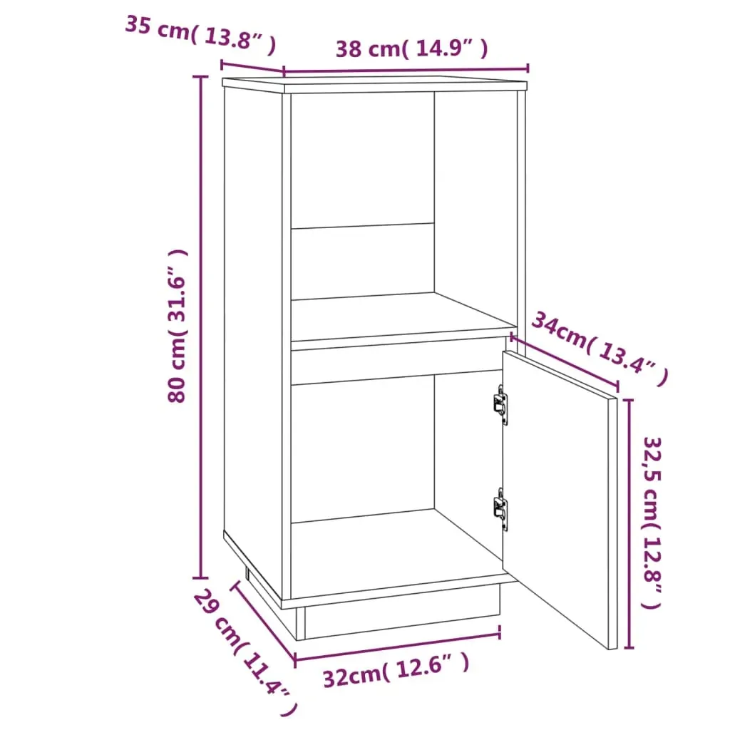 Sideboard 38x35x80 cm Solid Wood Pine Price