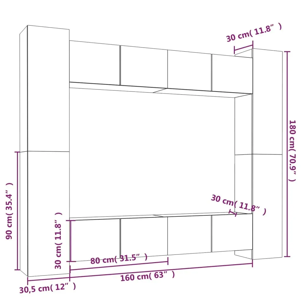 Burrillville 8 Piece TV Cabinet Set Engineered Wood Price