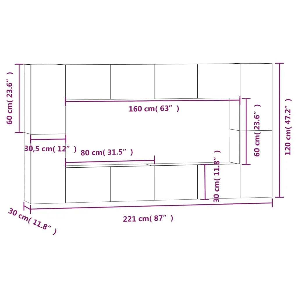Chowchilla 8 Piece TV Cabinet Set Engineered Wood Price