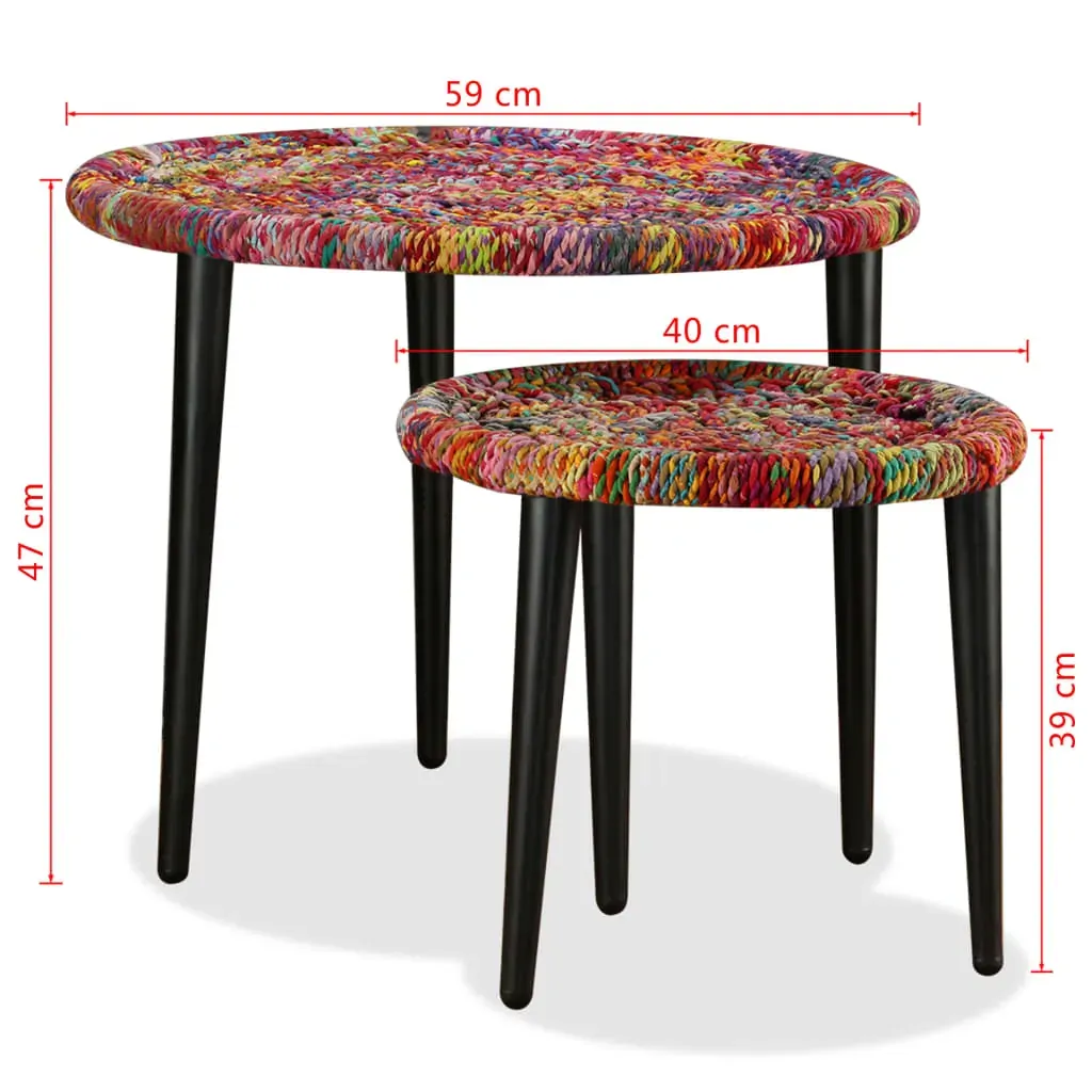 Coffee Table Set 2 Pieces Chindi Weave Details Price
