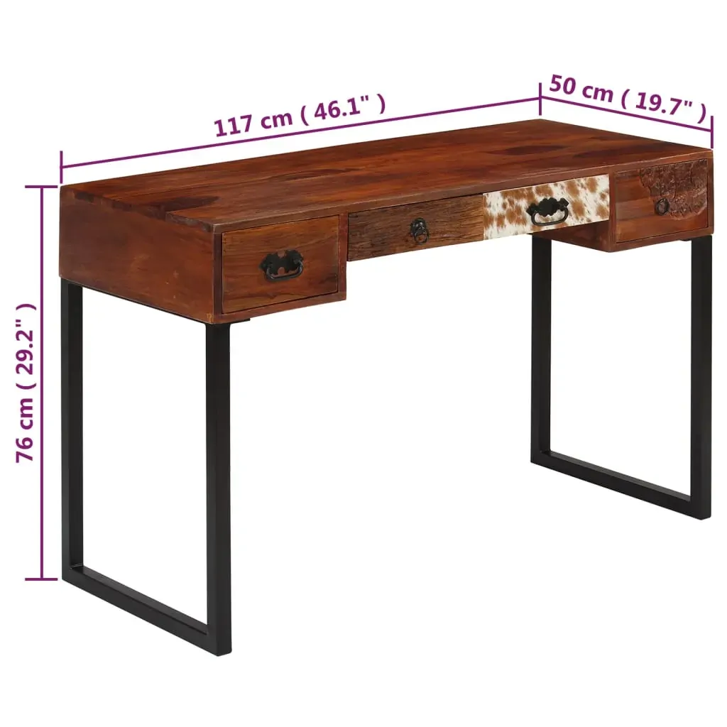 Desk Solid Sheesham Wood and Real Leather 117x50x76 cm Price