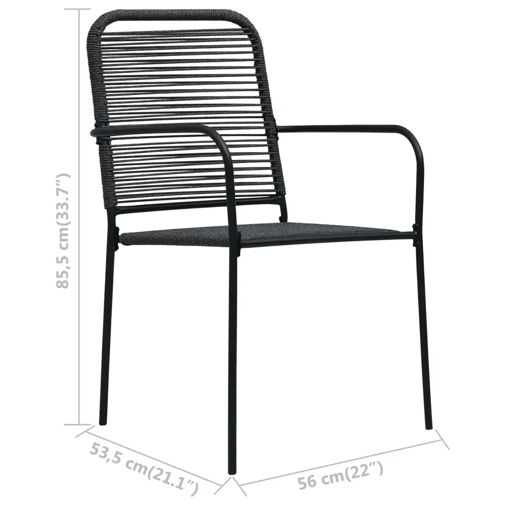 Garden Dining Set Cotton Rope and Steel Black Price