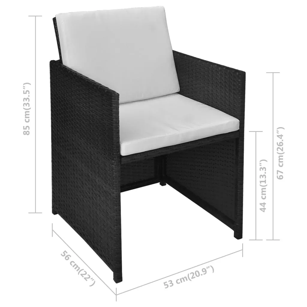 3 Piece Bistro Set with Cushions Poly Rattan Price