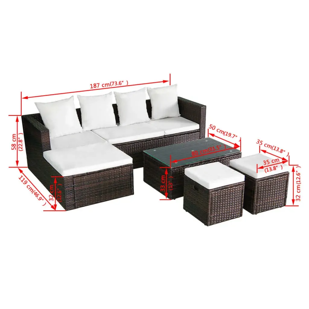 4 Piece Garden Lounge Set with Cushions Poly Rattan Price