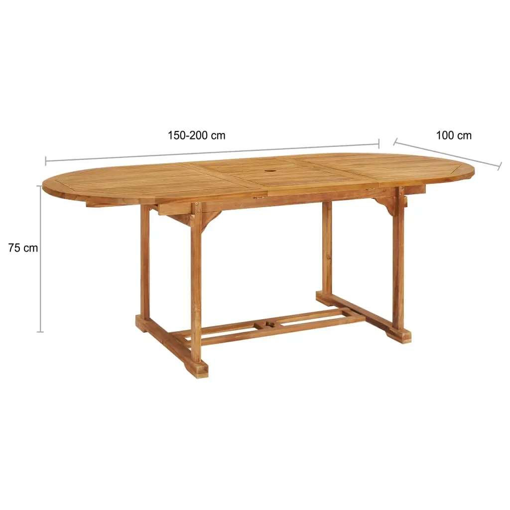 7 Piece Outdoor Dining Set 150-200x100x75 cm Solid Teak Wood Price
