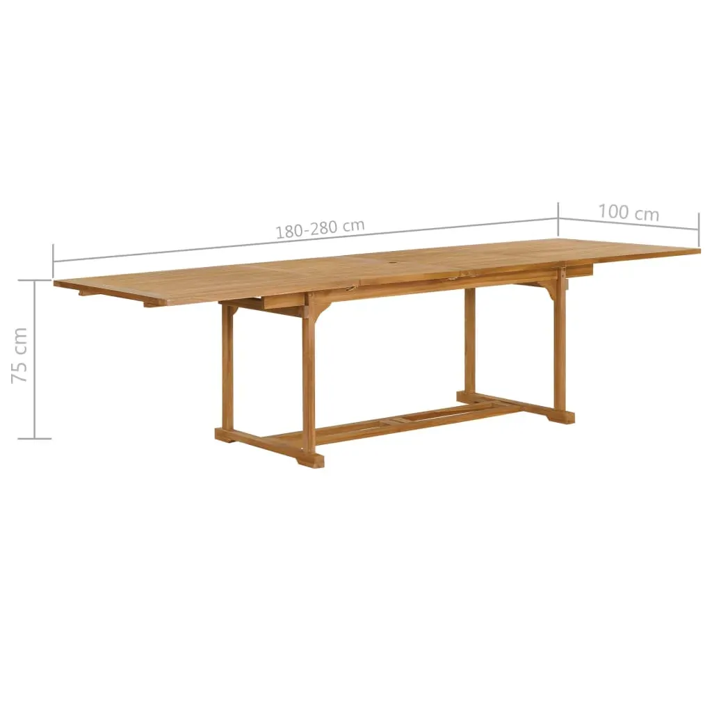 9 Piece Garden Dining Set 180-280x100x75 cm Solid Teak Wood Price