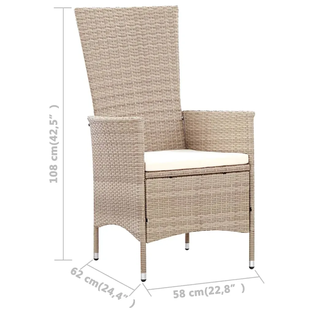 Outdoor Dining Set with Cushions Poly Rattan Beige Price