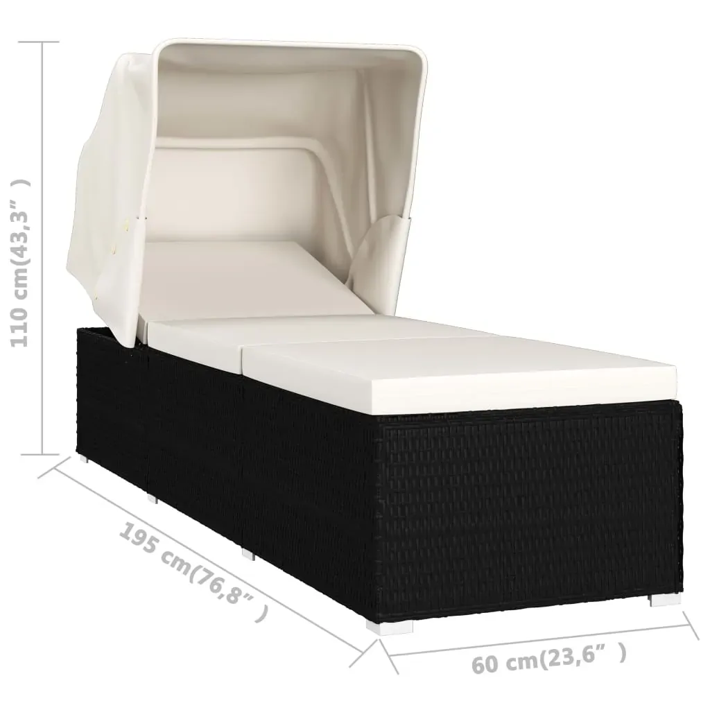 Sun Lounger with Canopy and Cushion Poly Rattan Price