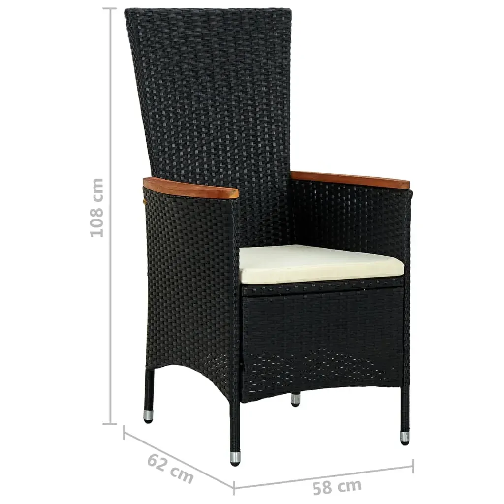 Outdoor Dining Set Poly Rattan Acacia Wood Black Price