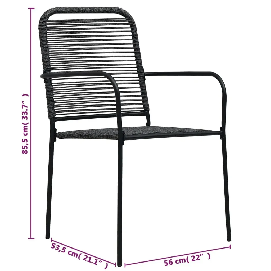 Outdoor Dining Set Cotton Rope and Steel Black Price