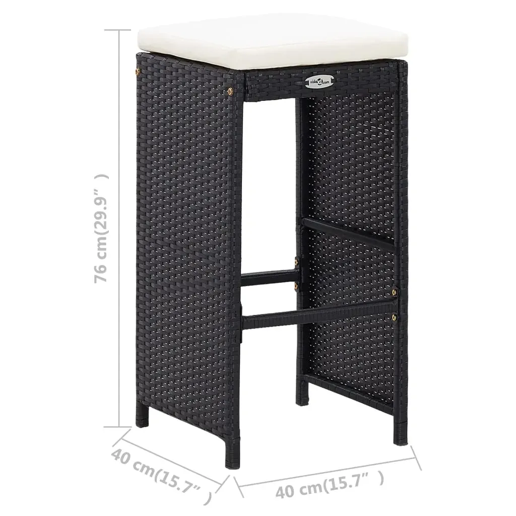 Outdoor Bar Set Poly Rattan and Glass Black Price