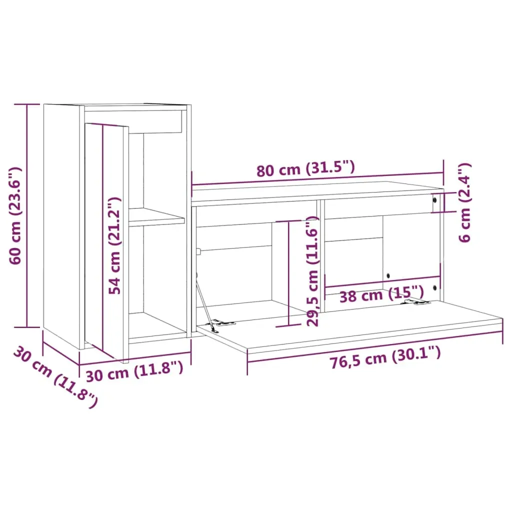 Delavan TV Cabinets 2 pcs Solid Wood Pine Price