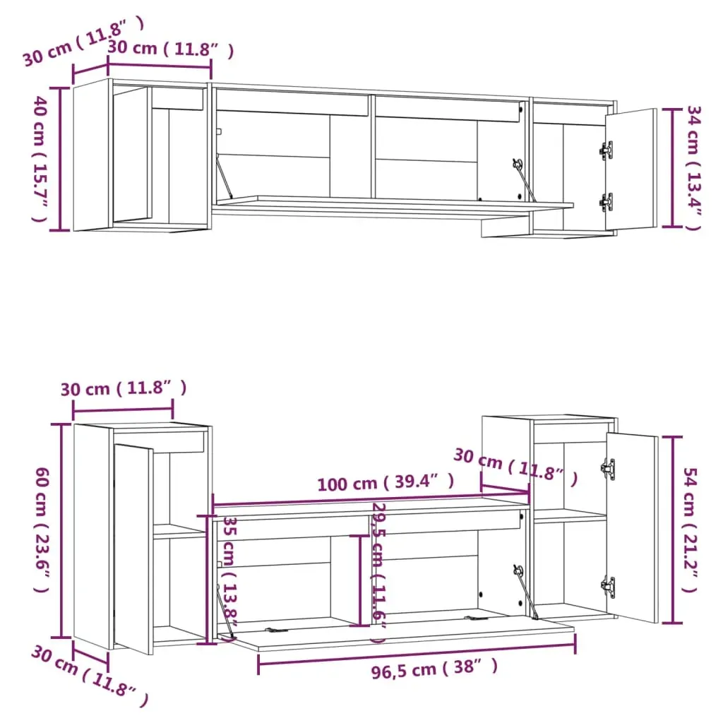 Healdsburg TV Cabinets 6 pcs Solid Wood Pine Price
