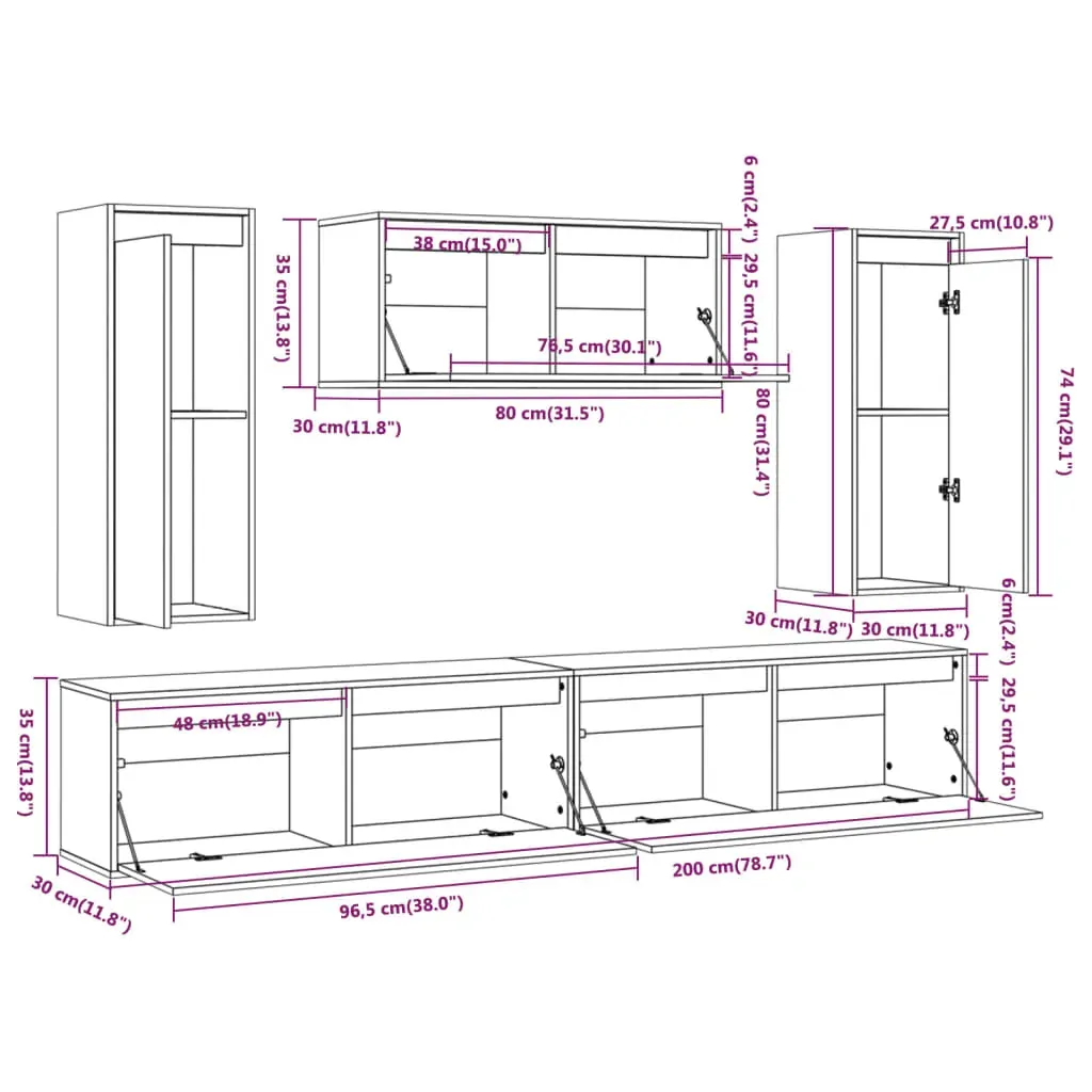 Biddon TV Cabinets 5 pcs Solid Wood Pine Price