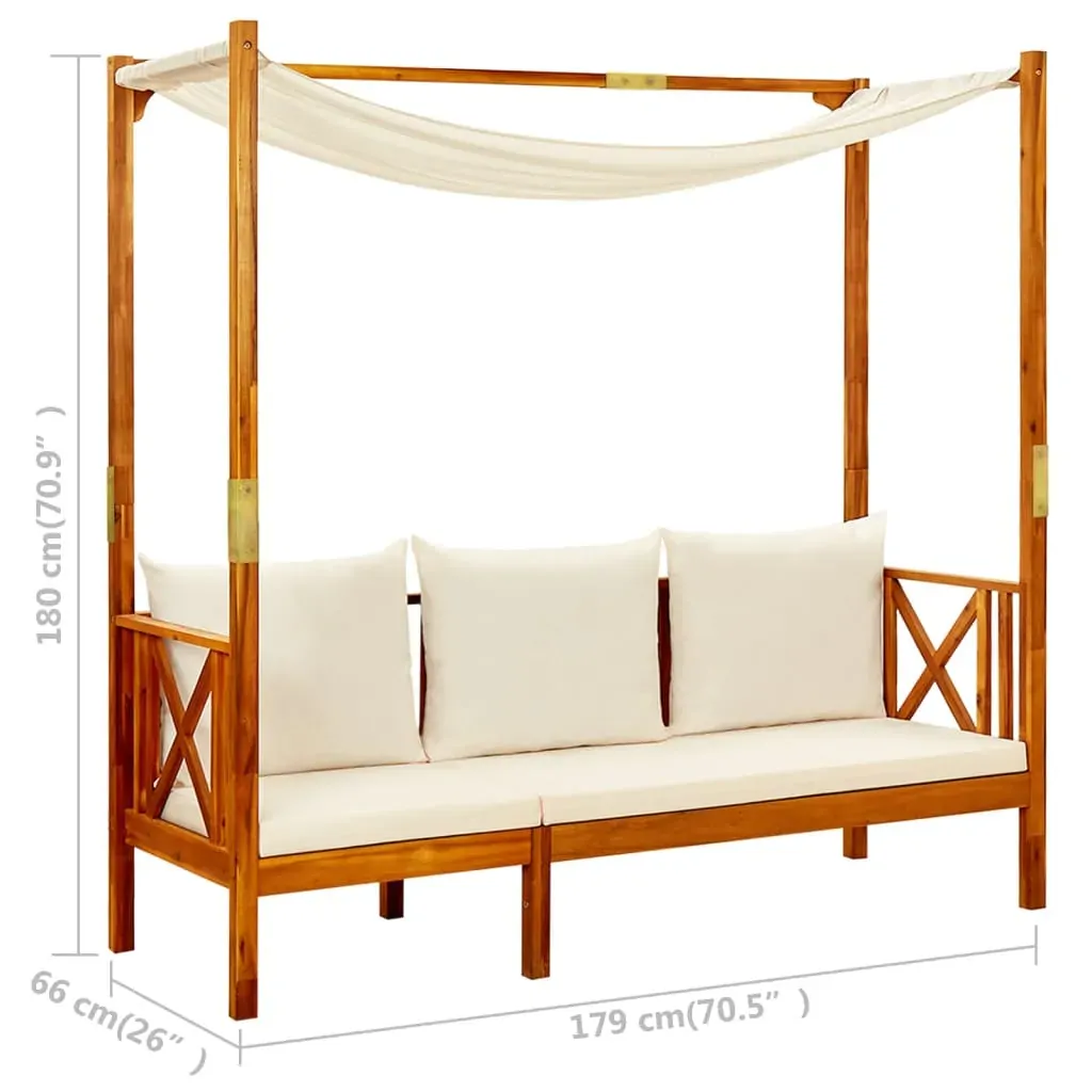 Garden Bench with Canopy and Footrests Solid Acacia Wood Price