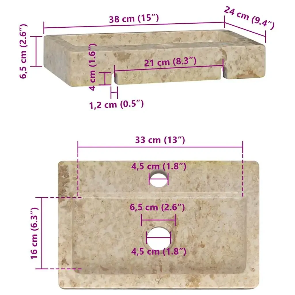 Sink 38x24x6.5 cm Marble Price